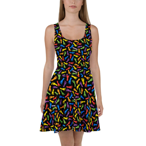 Harriex | Black Rainbow Foot Skater Dress - Image 2