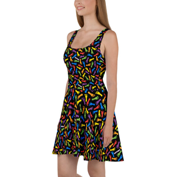 Harriex | Black Rainbow Foot Skater Dress - Image 4